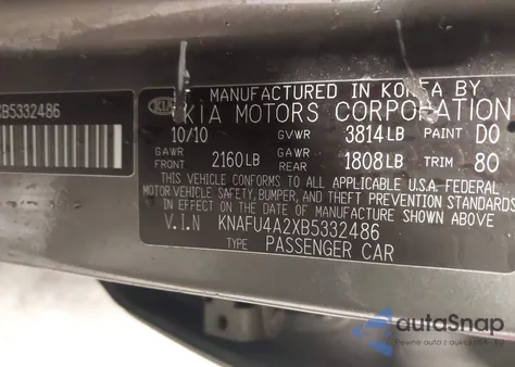 2011 Kia Forte Ex из США, поврежденный, VIN KNAFU4A2XB5332486